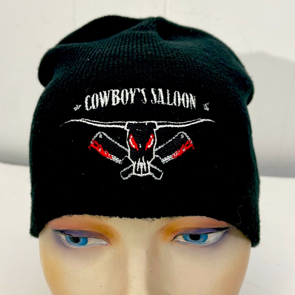 Whiskey Drunk & Hell Bound Beanie Knit Cap Cowboy’s Saloon Hat OS-Black